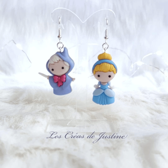 Boucles d'oreilles cendrillon et marraine la bonne fée 