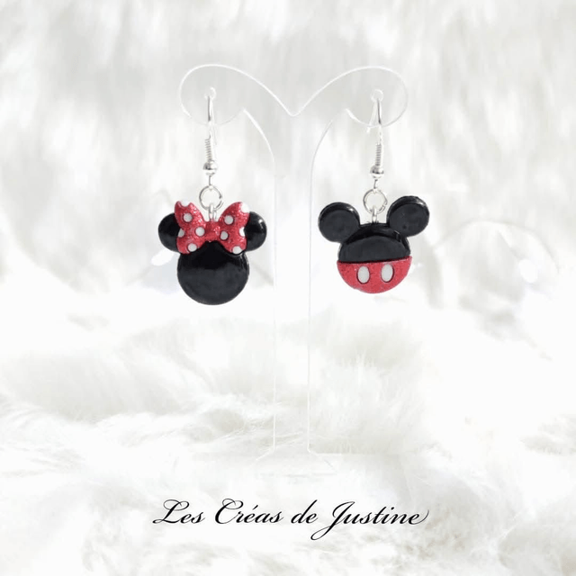 Boucles d'oreilles Mickey et Minnie glitter 