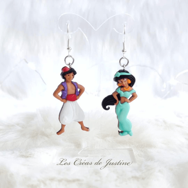 Boucles d'oreilles Aladdin et jasmine 