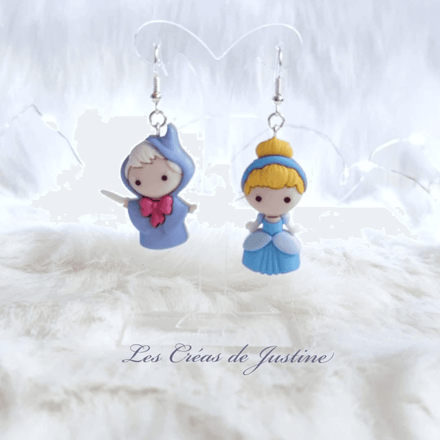 Boucles d&#039;oreilles cendrillon et marraine la bonne fée 