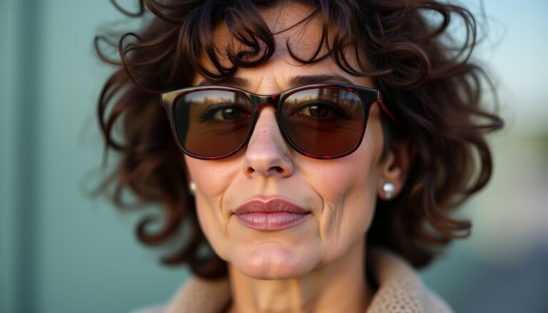 Coiffures élégantes pour femmes de 50 ans aux cheveux frisés porteurs de lunettes : Nos inspirations incontournables